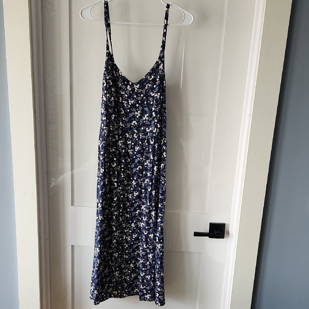 Old Navy Navy Blue Floral Maxi Slip Dress